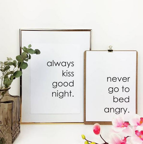 never go to bed, always kiss