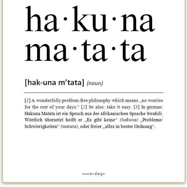 Definition Hakuna Matata (linkes Bild)